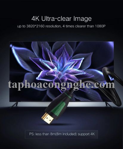 Ugreen 30192 3M màu Đen Cáp tín hiệu HDMI chuẩn 1.4 hỗ trợ phân giải 4K * 2K HD116 30030192